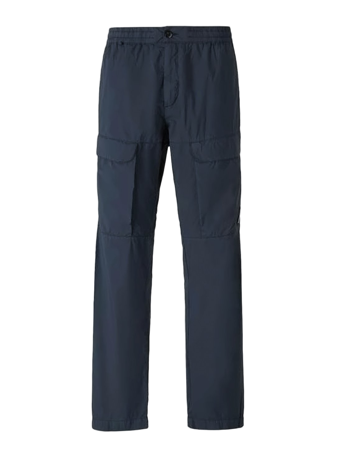 Structured Blue Straight Pants with Cargo Pockets