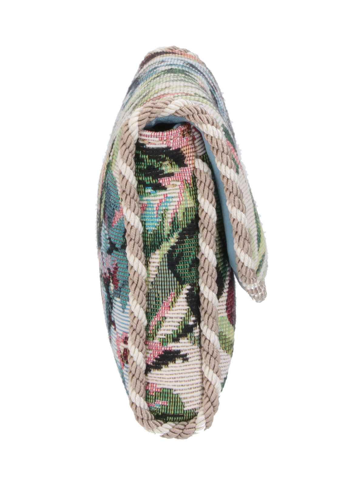 Rectangular Floral Tapestry Clutch Bag with Braided Trim