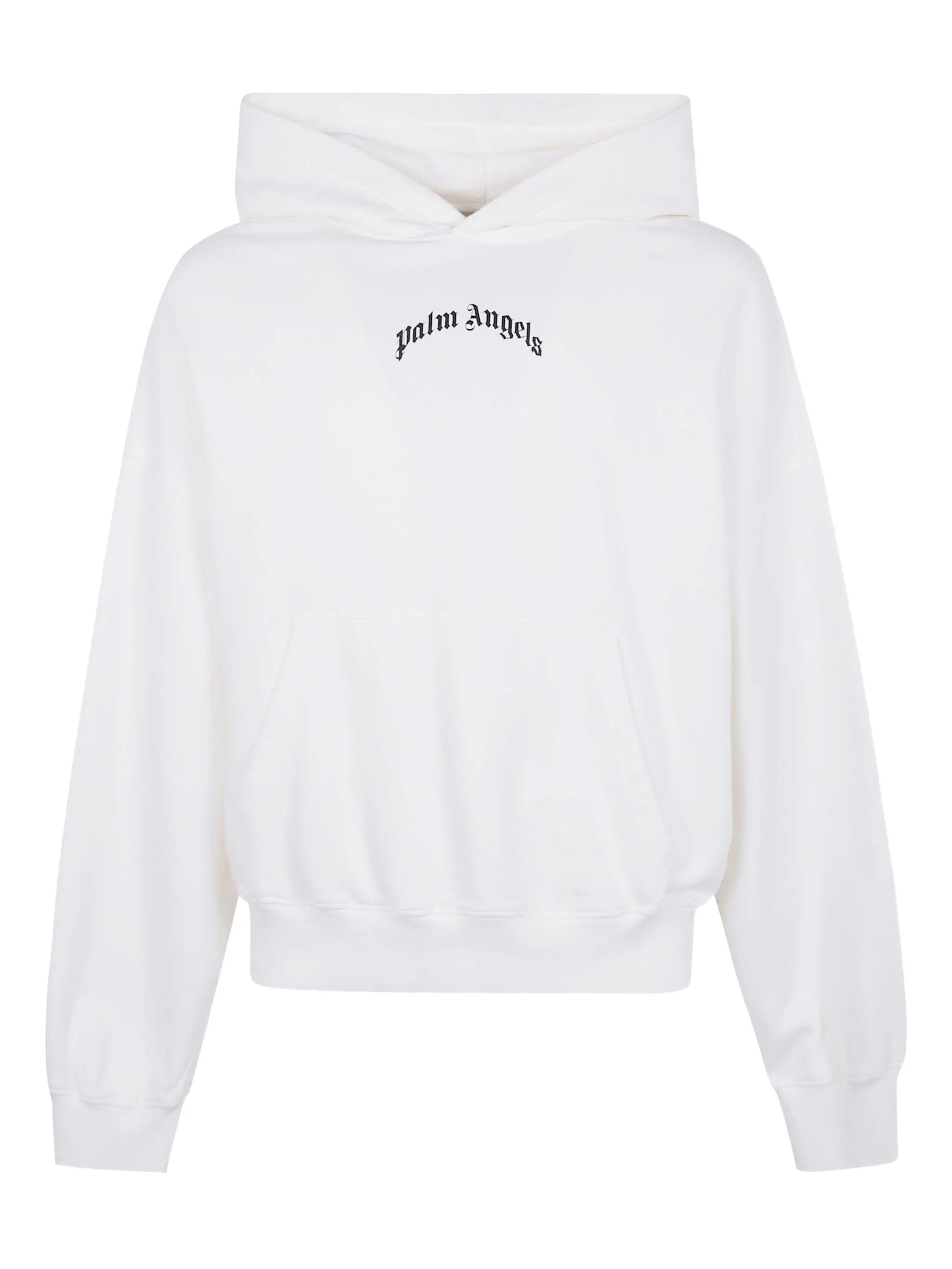 White Gothic Print Hooded Cotton Sweatshirt