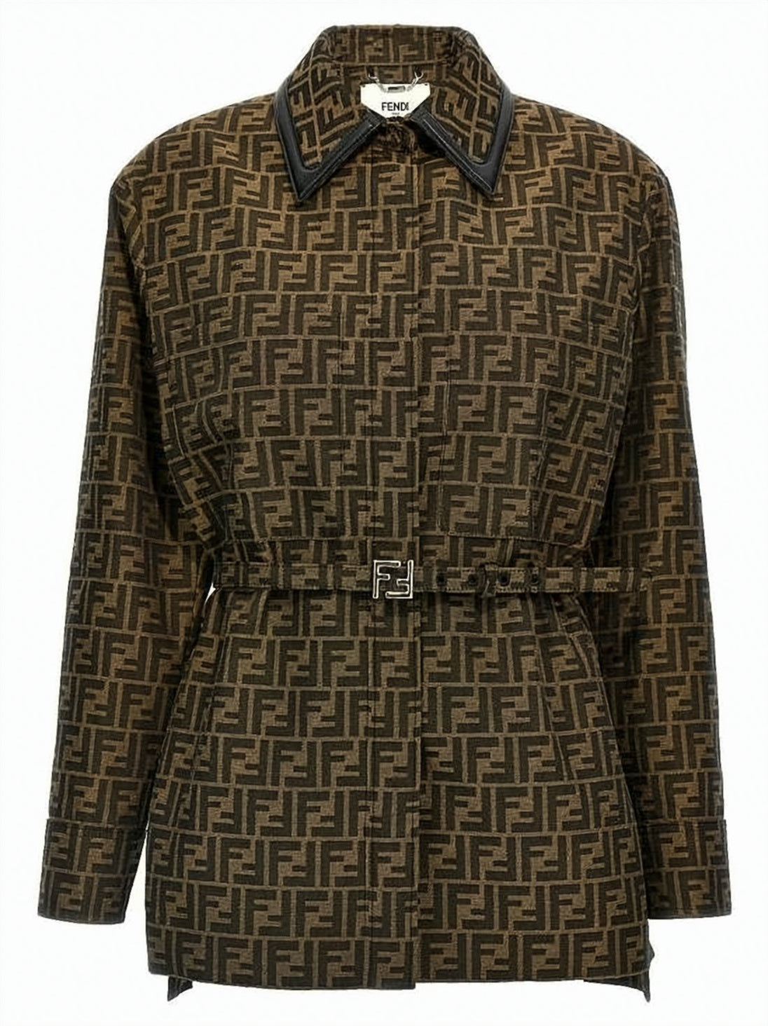 Monogram Patterned Jacket With Leather Trim