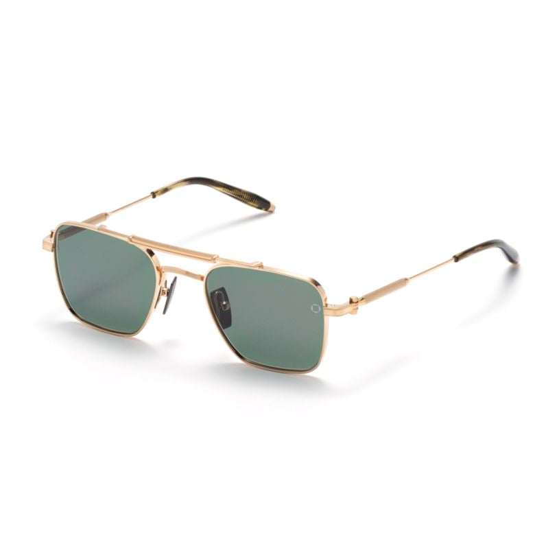 Square-Shaped Gold Frame Sunglasses with Double Bridge Design