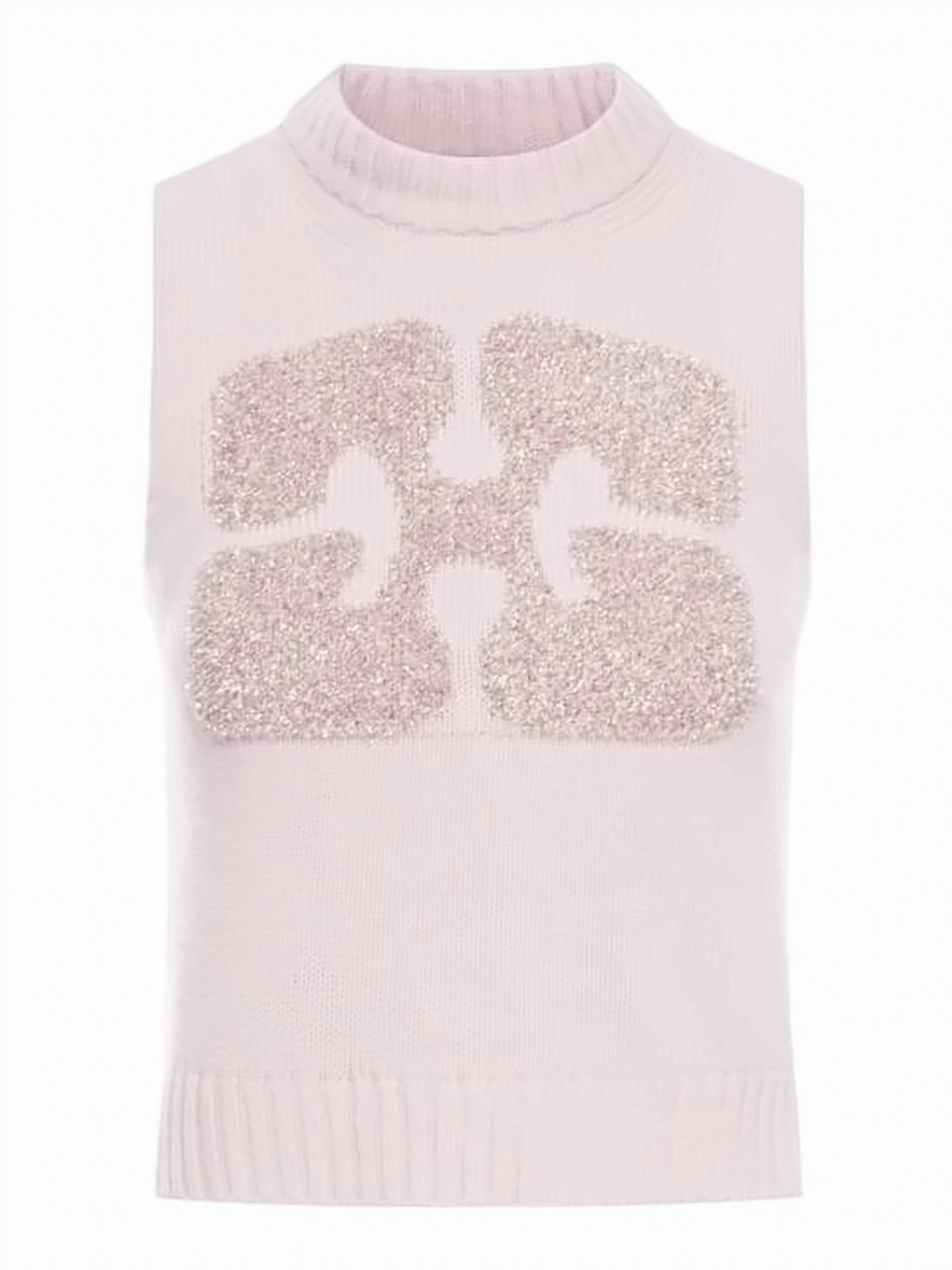 Textured Sleeveless Knit Vest with Metallic Finish