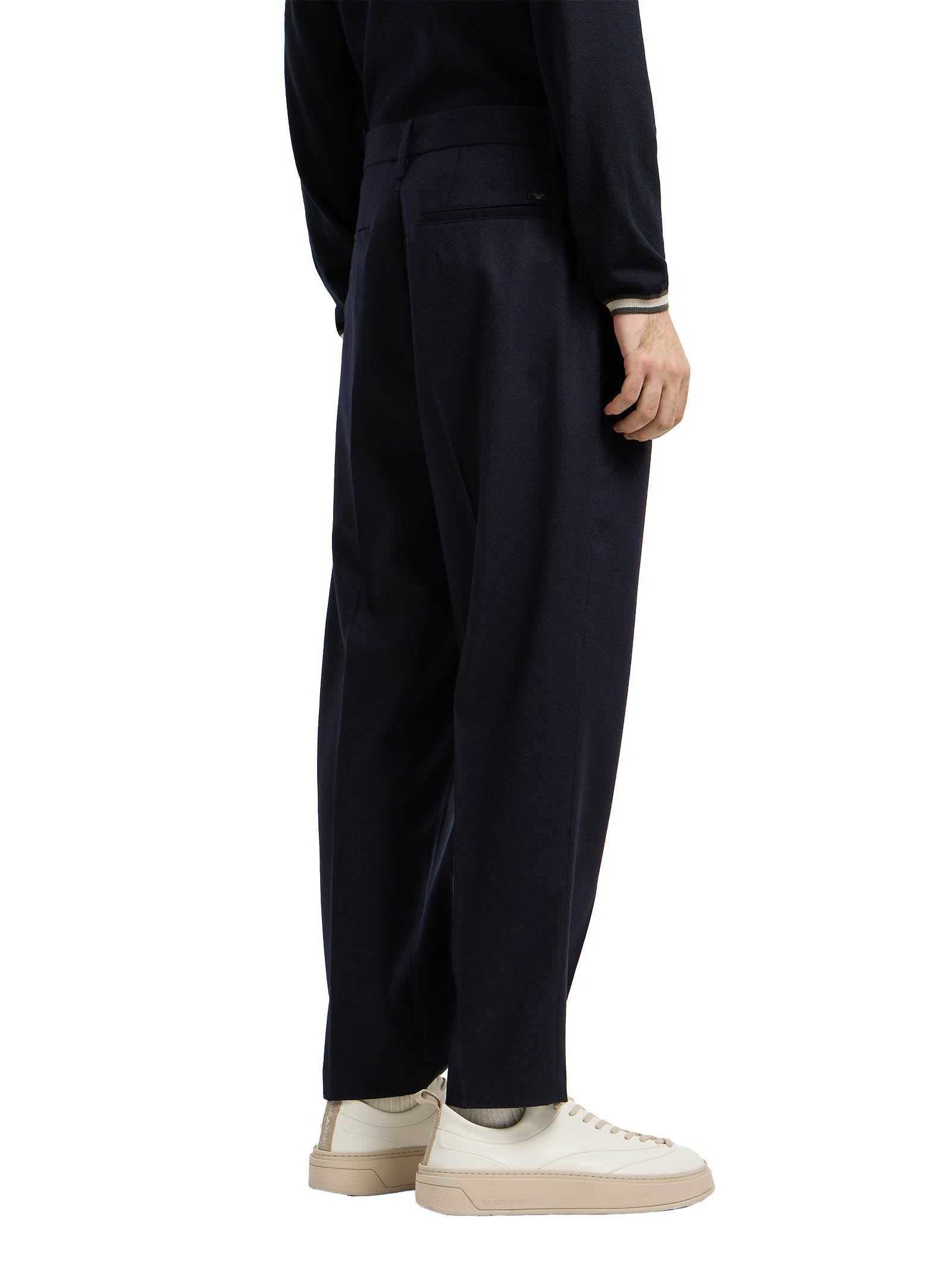 Navy Blue Stretch Virgin Wool Trousers