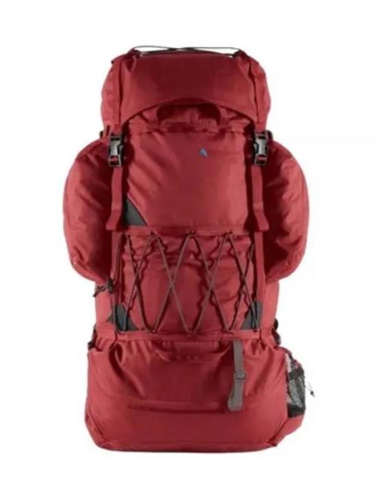 Structured Red Klattermusen Backpack With Multiple Compartments