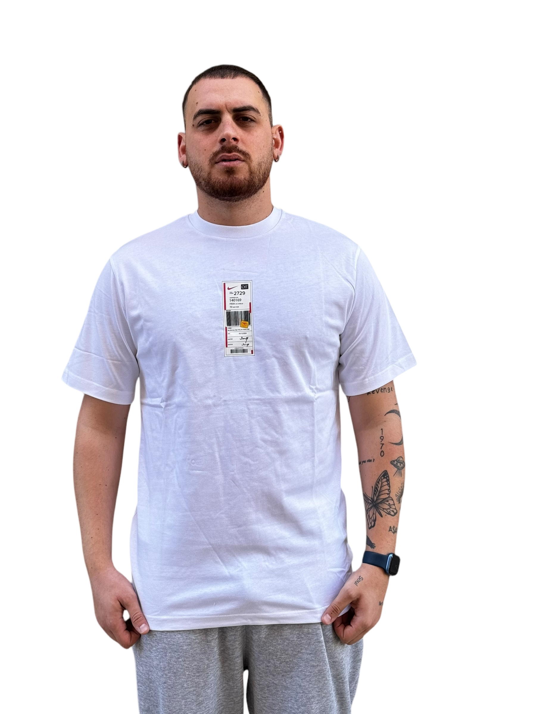 Distinctive White T-Shirt with Experimental Design Elements