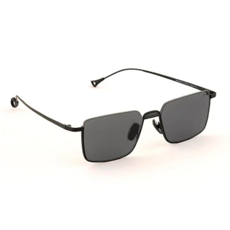 Nakano C.6-63 Rectangular Black Sunglasses with Slim Metal Frames