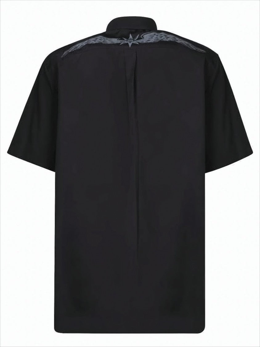 Minimalist Black Short-Sleeved Shirt with Subtle Logo Detail