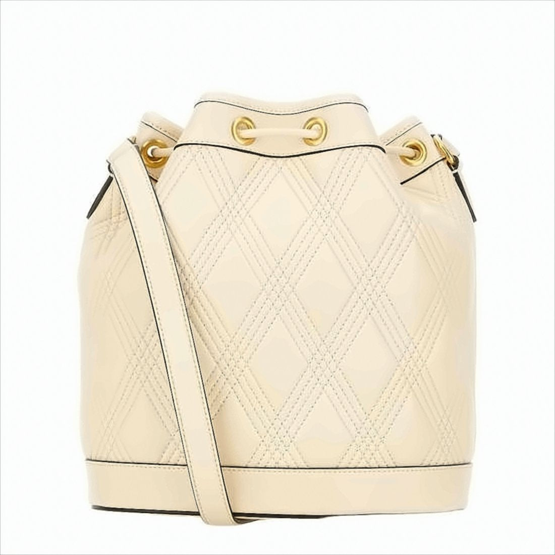 Diamond-Quilted Calf Leather Bucket Bag