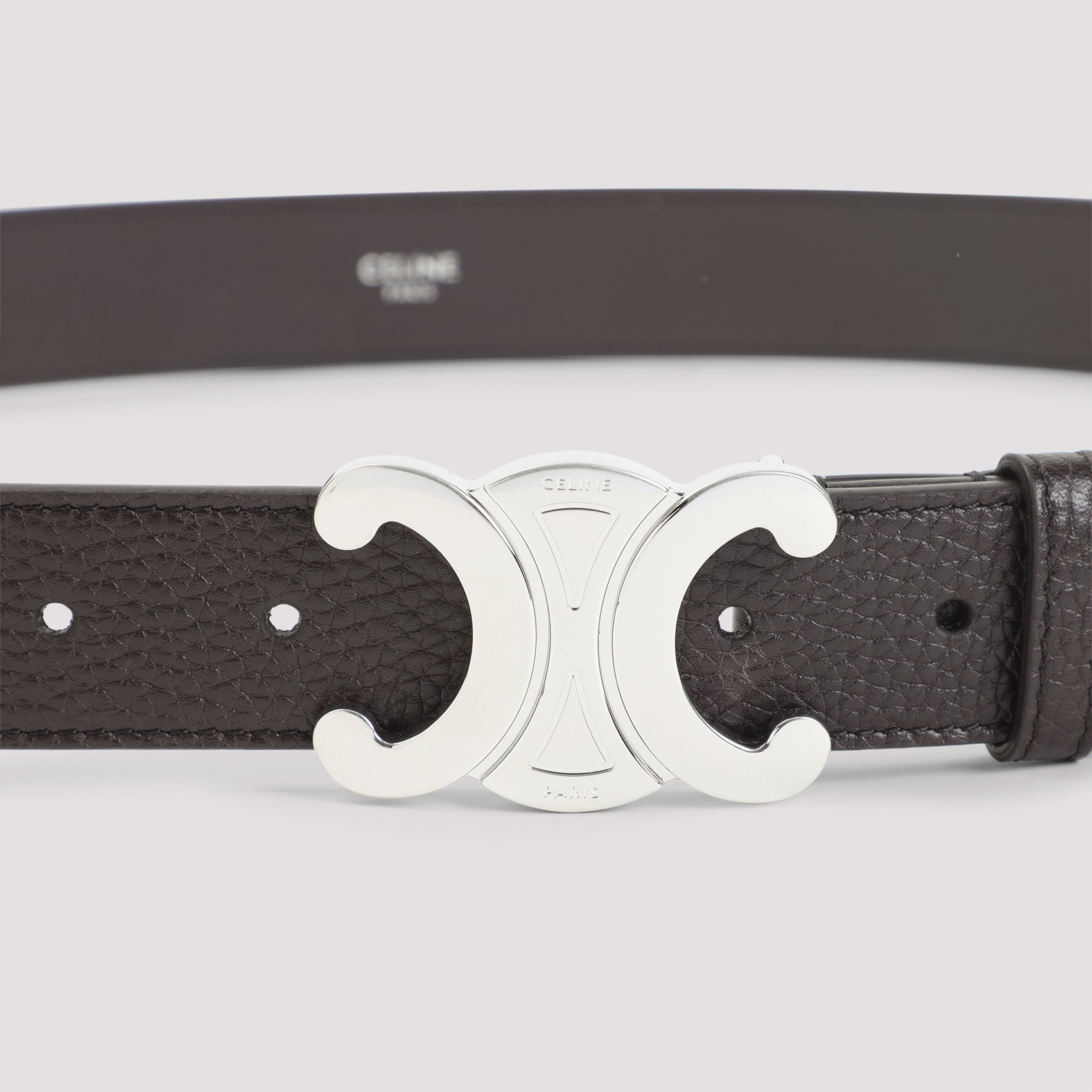 Textured Calf Leather Belt with Double-C Buckle