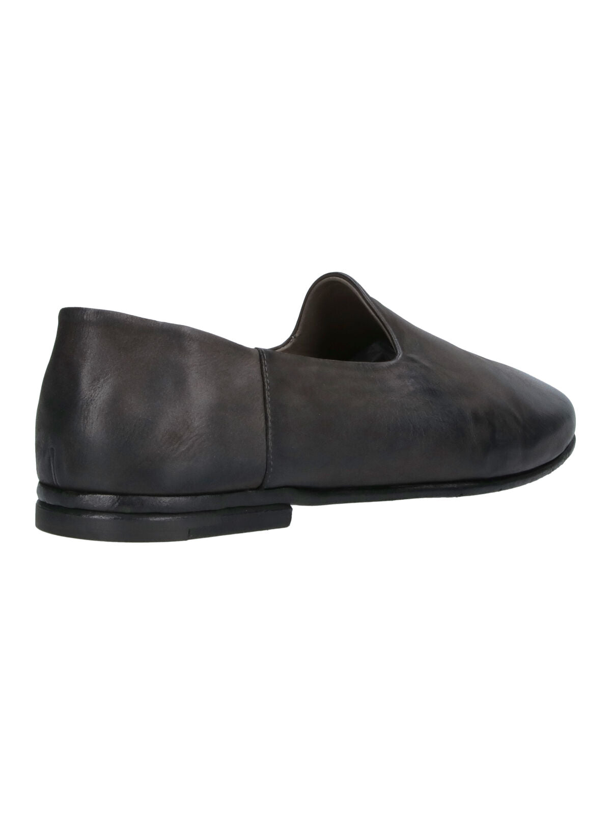 Black Rounded Toe Slip-On Leather Moccasins