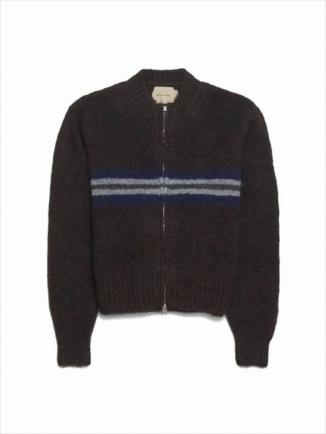 Cropped Textured Knit Cardigan with Zip-Up Front