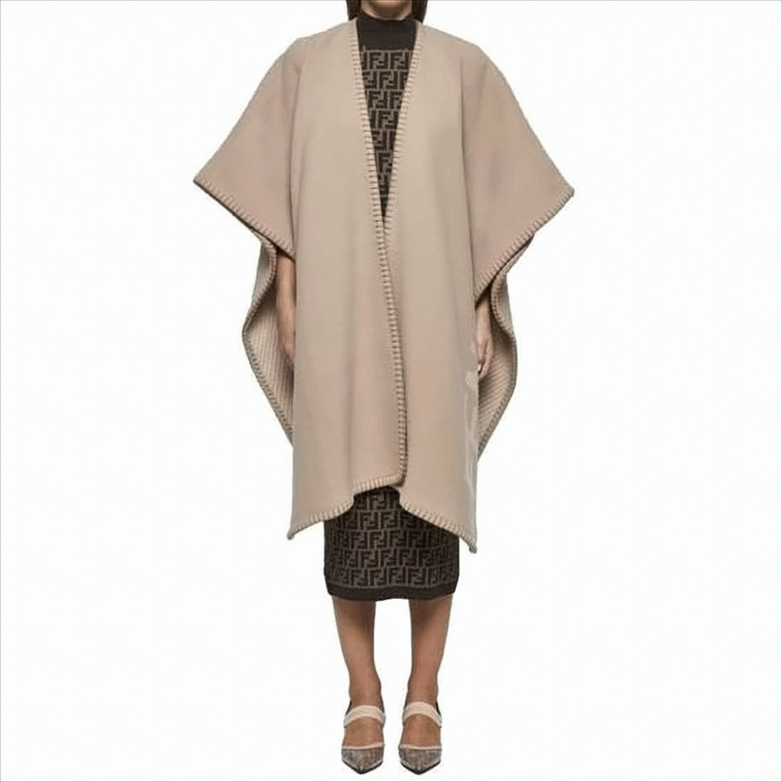 Beige Wool and Cashmere Blend Wrap