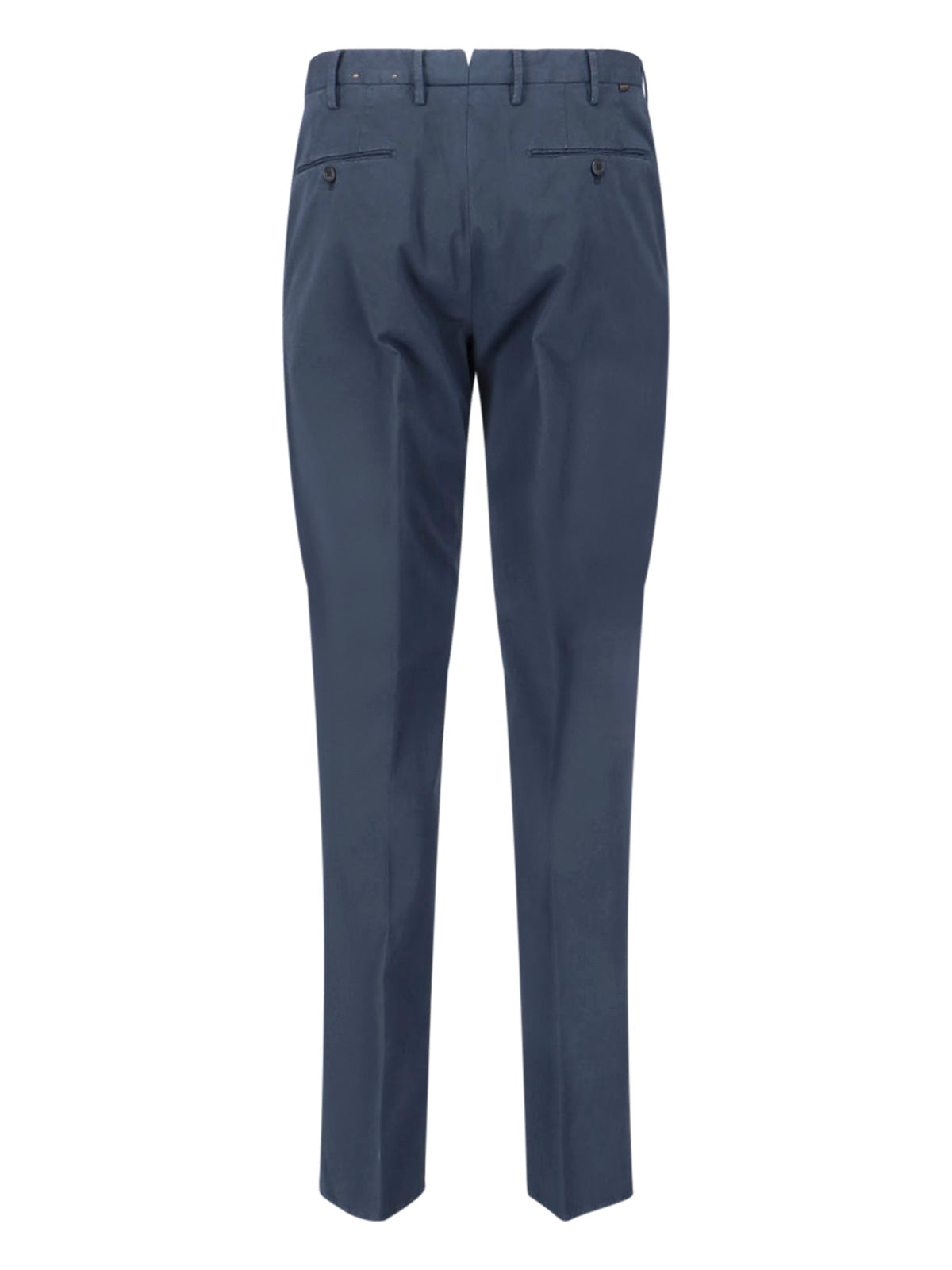 Blue Mid-Rise Straight-Leg Tailored Trousers