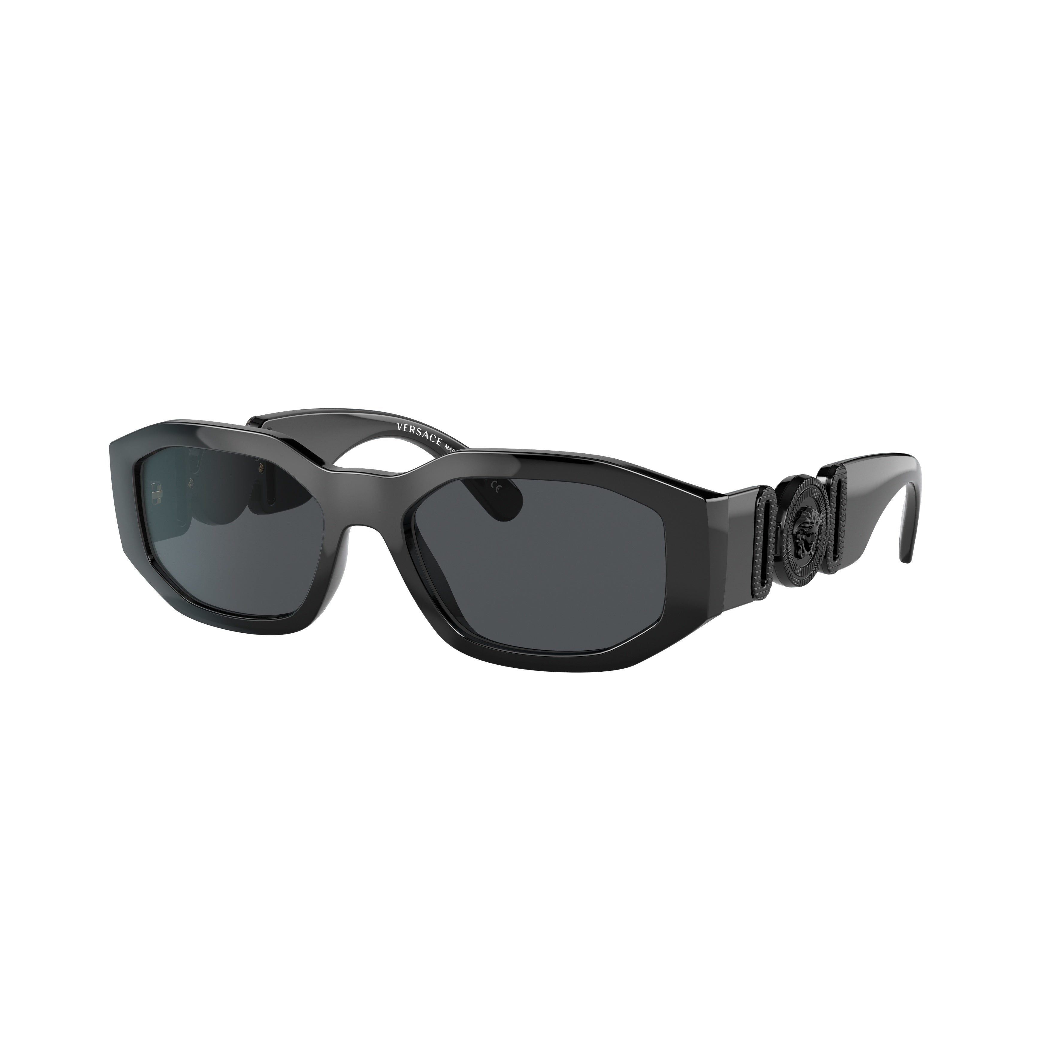 Rectangular Black Nylon Sunglasses with Distinctive Emblem