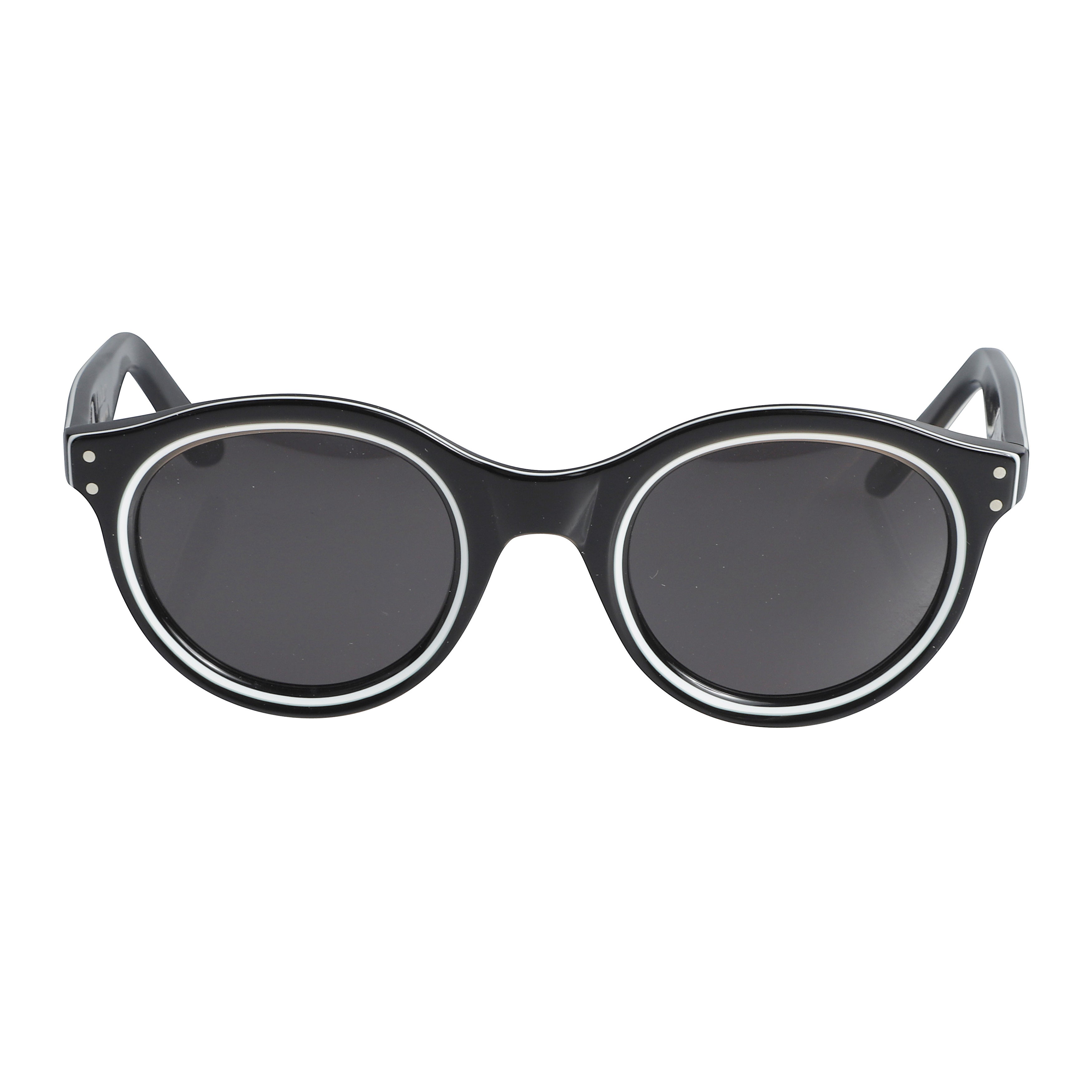 Thick Bold Black Rounded Sunglasses with Rivet Details