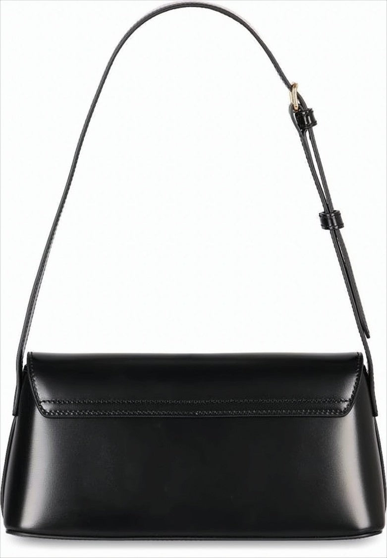 Structured Calf Leather Shoulder Bag With Gold-Tone Clasp