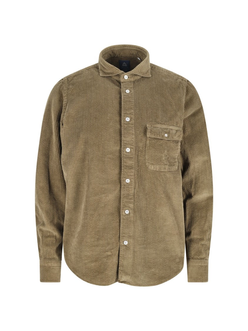 Classic Brown Button-Down Shirt With Traditional Collar