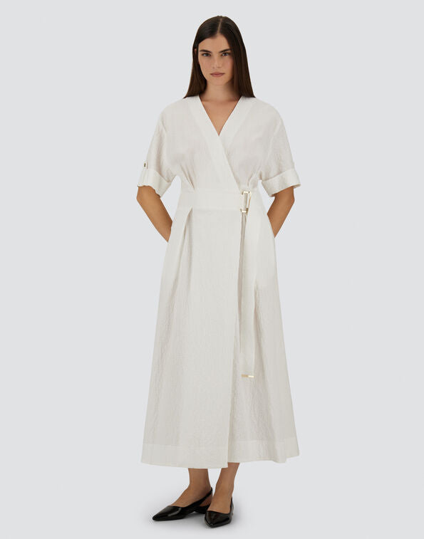Crispy Cotton Cross Over V Neck Dress