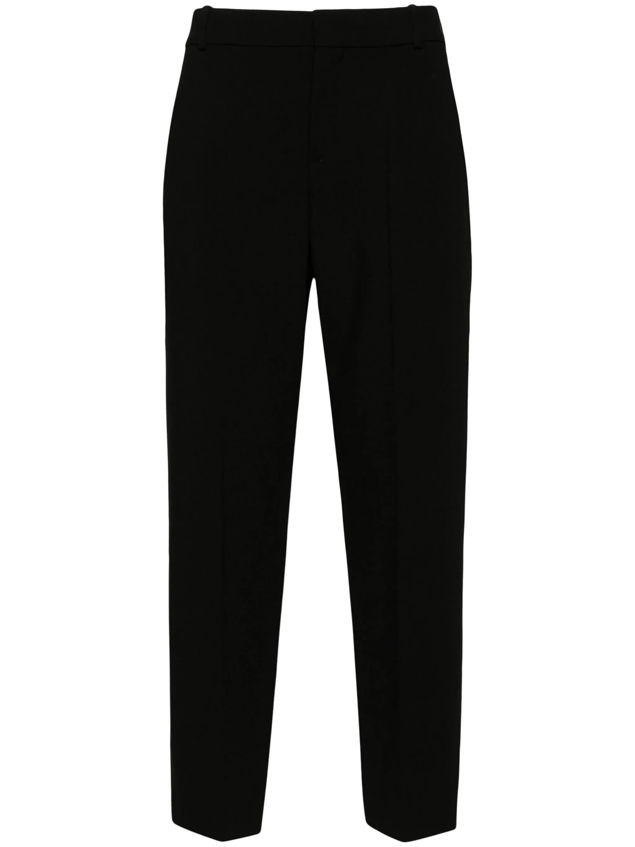 Black Double Crepe Tailored Wool Trousers
