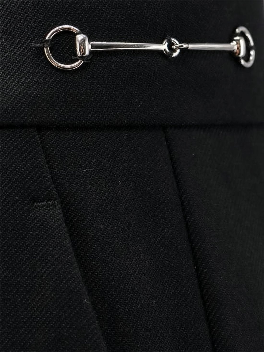 Tailored Black Straight Pants with Design