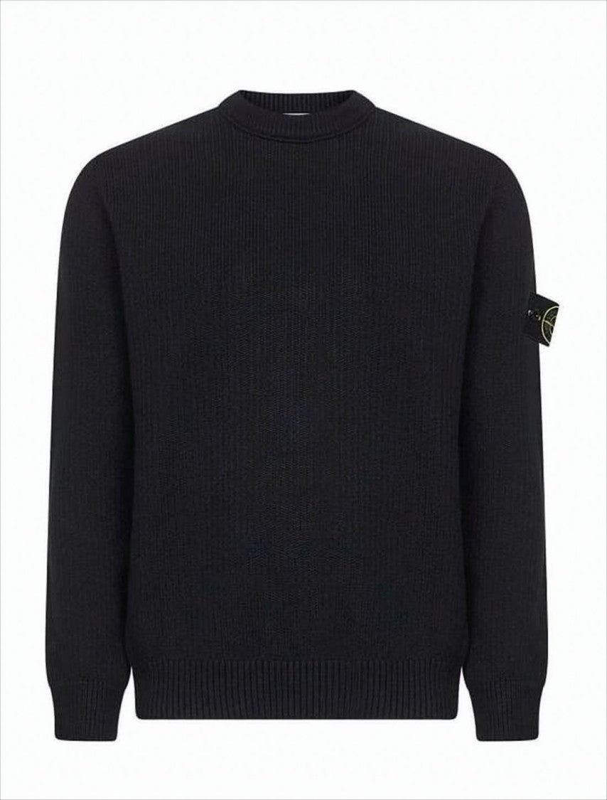 Ribbed Knit Sweater with Classic Crew Neckline