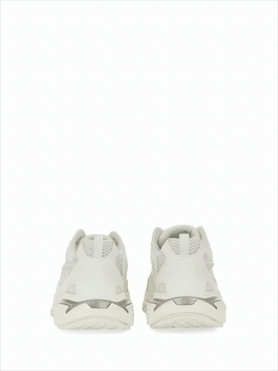 White Polyester Sneakers with Mesh Accents