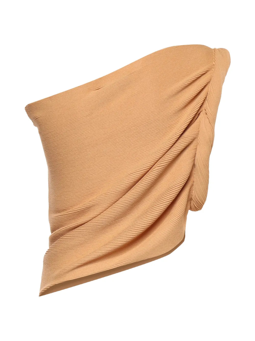 Asymmetrical One-Shoulder Ribbed Top with Draped Detail