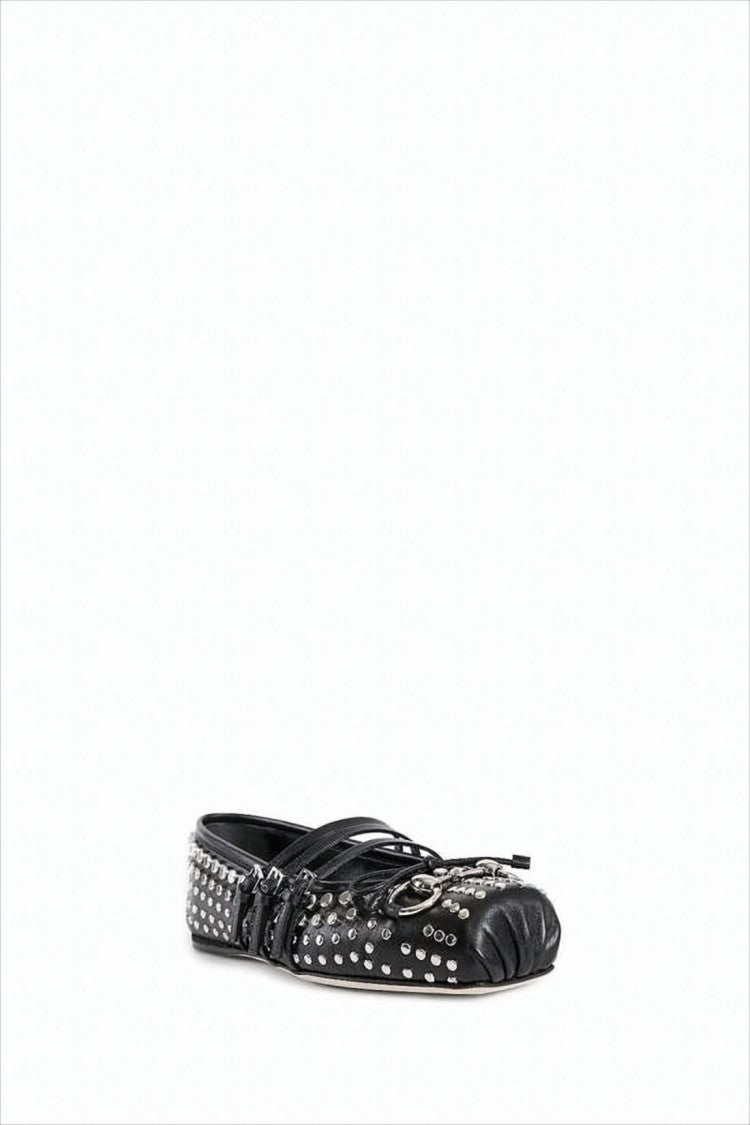 Studded Black Leather Flats