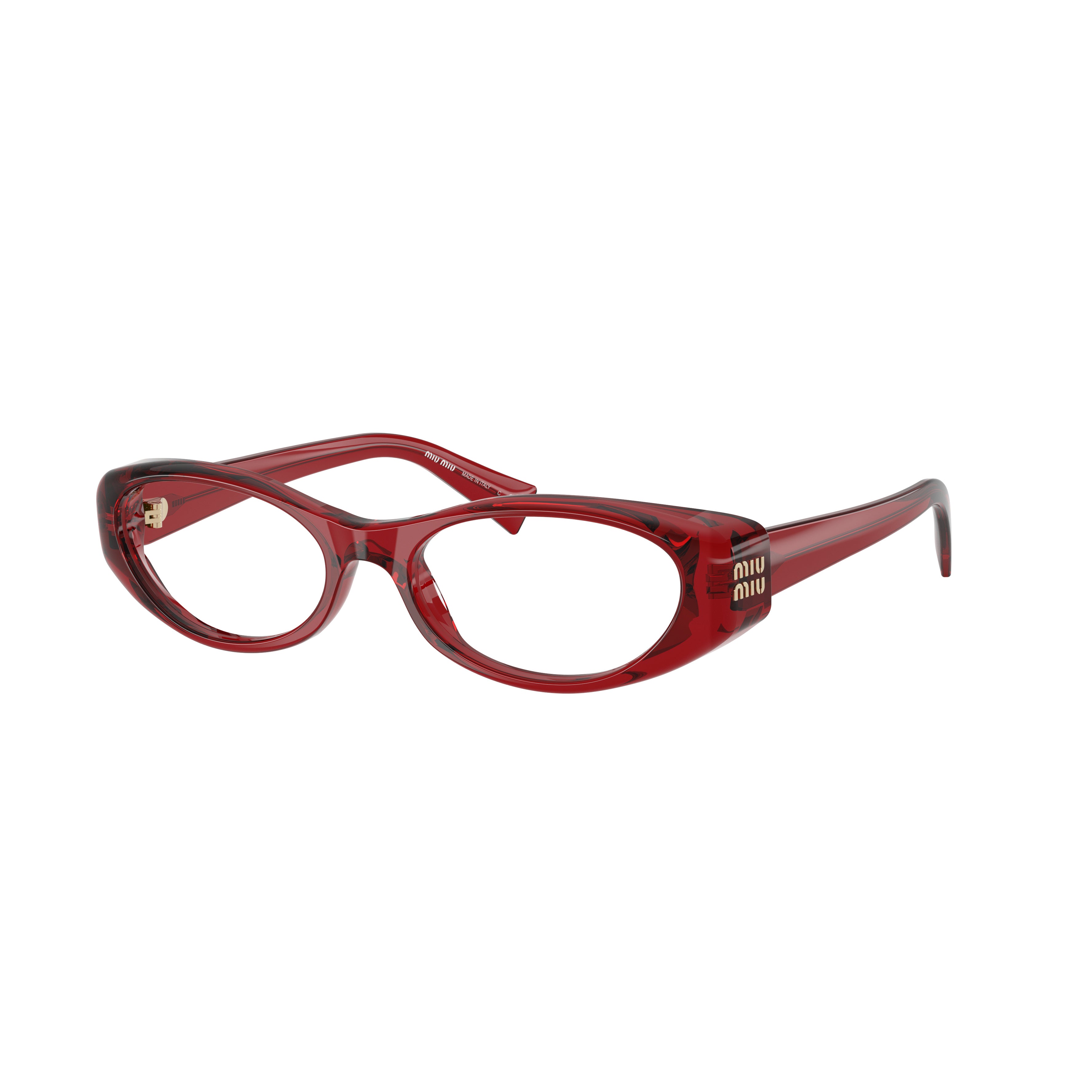 0mu 03zv Translucent Red Acetate Oval Frame Sunglasses