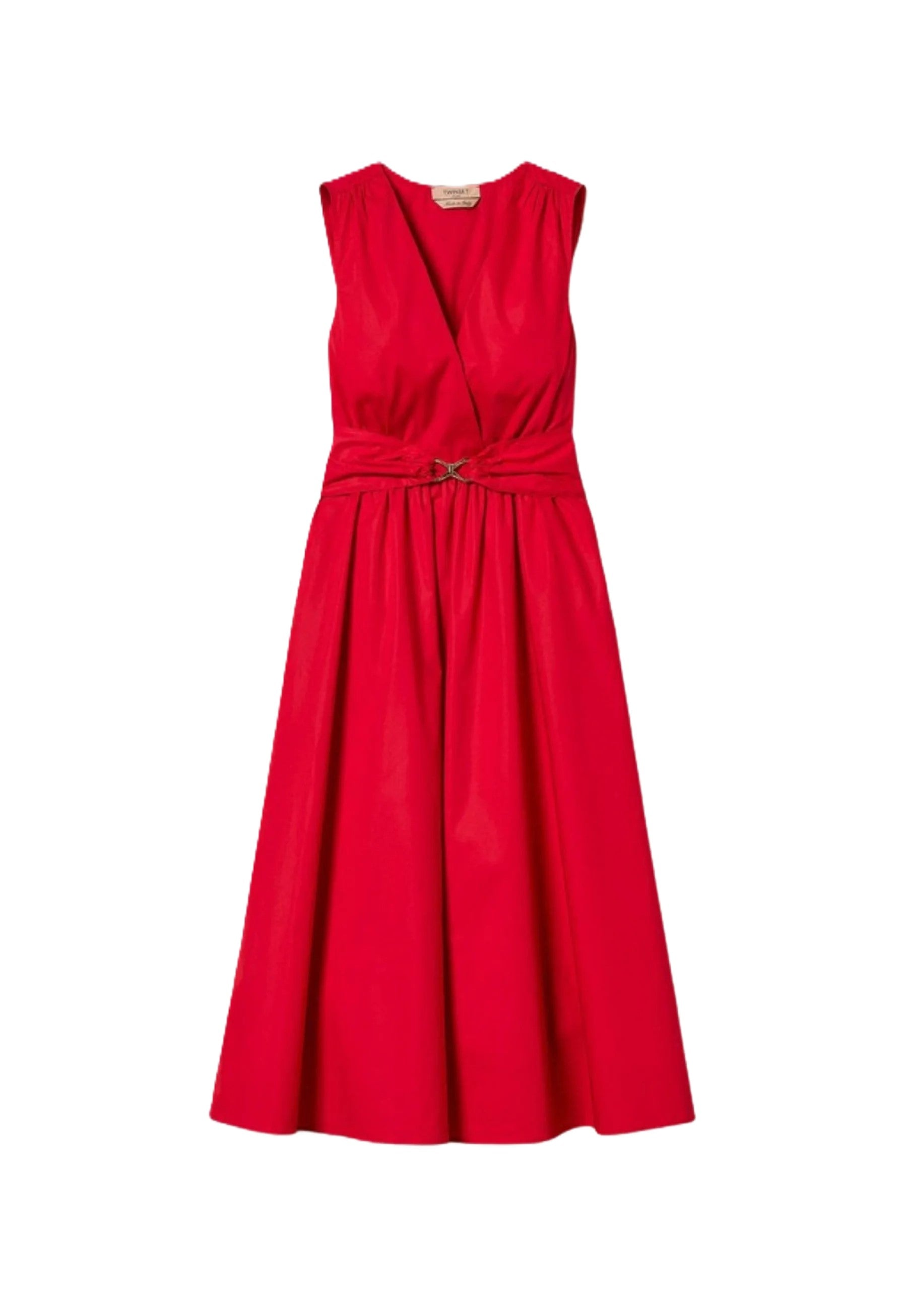 Sleeveless Midi Dress with Deep V-Neckline