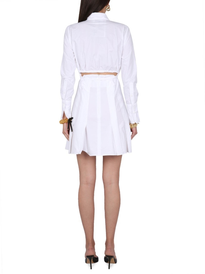 Pleated Shirt Dress With Button Closure