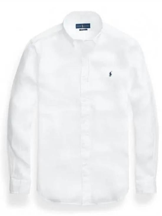 Classic Long-Sleeve Linen Shirt With Button-Down Front
