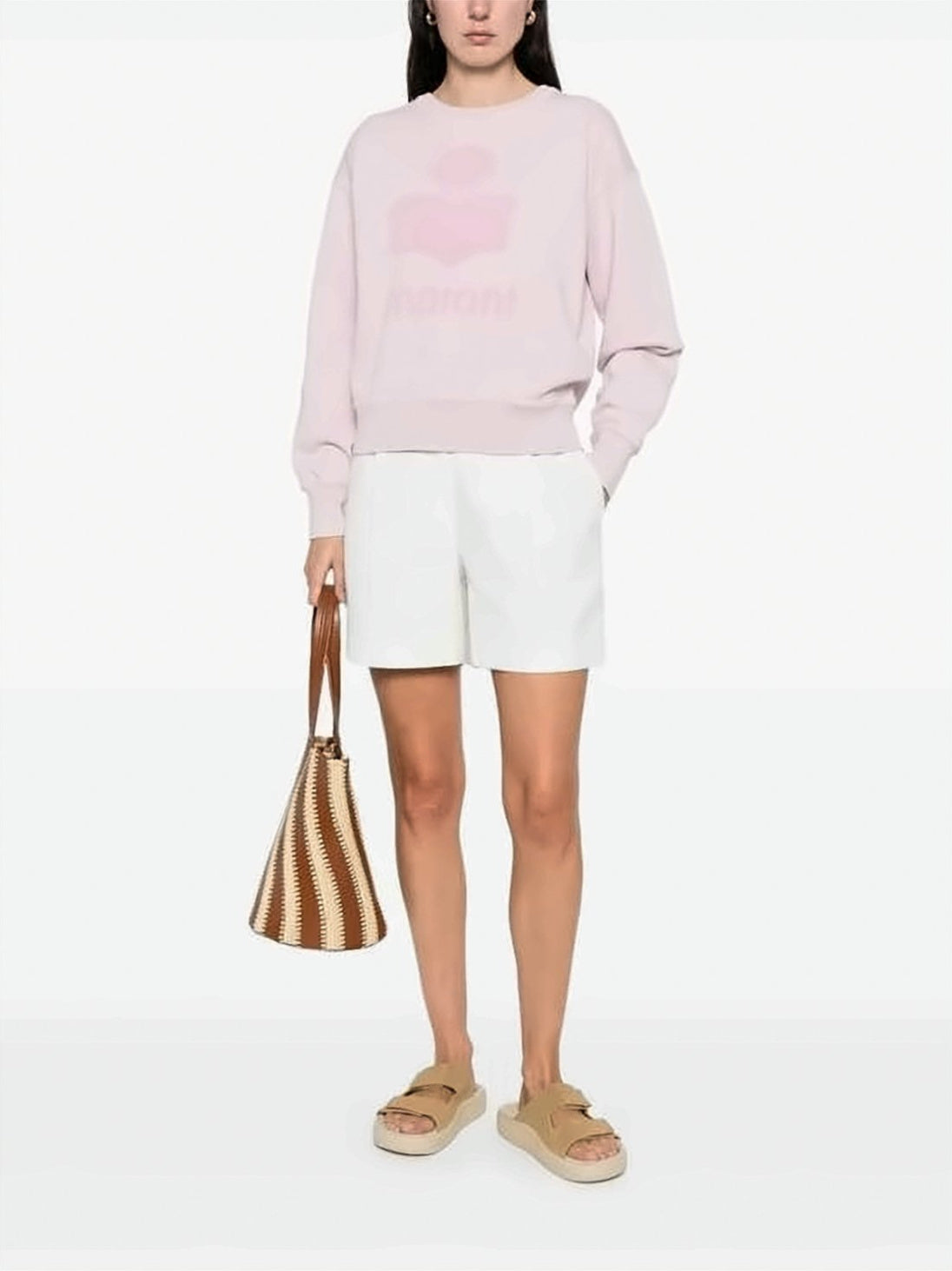 Pastel Pink Long-Sleeve Sweatshirt With Subtle Logo
