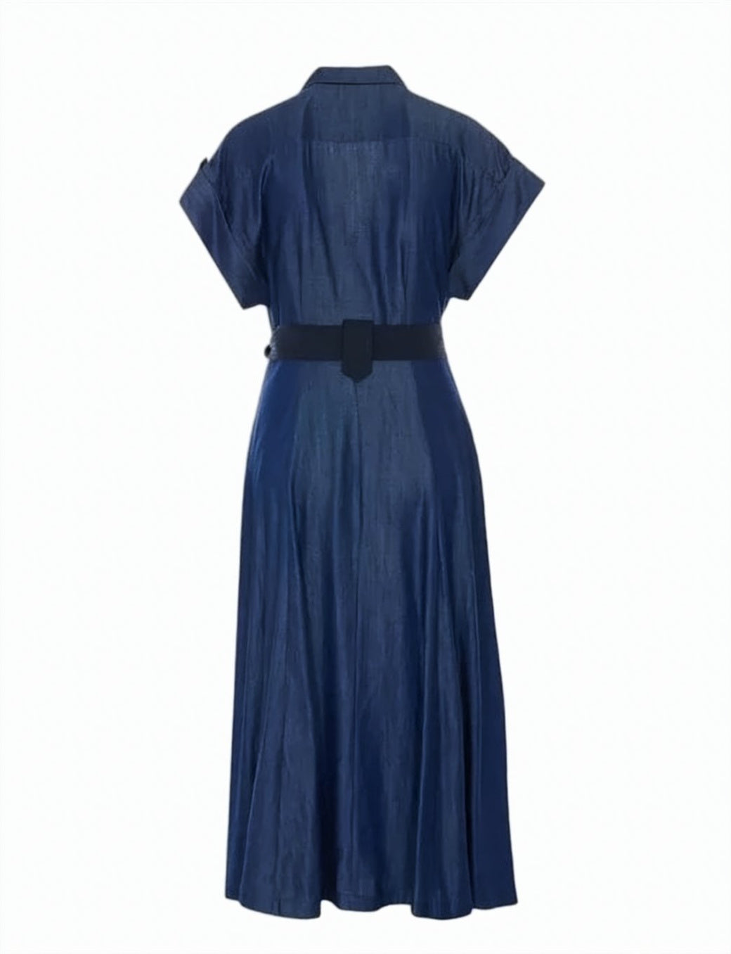 Denim Effect Belted Shirt Dress