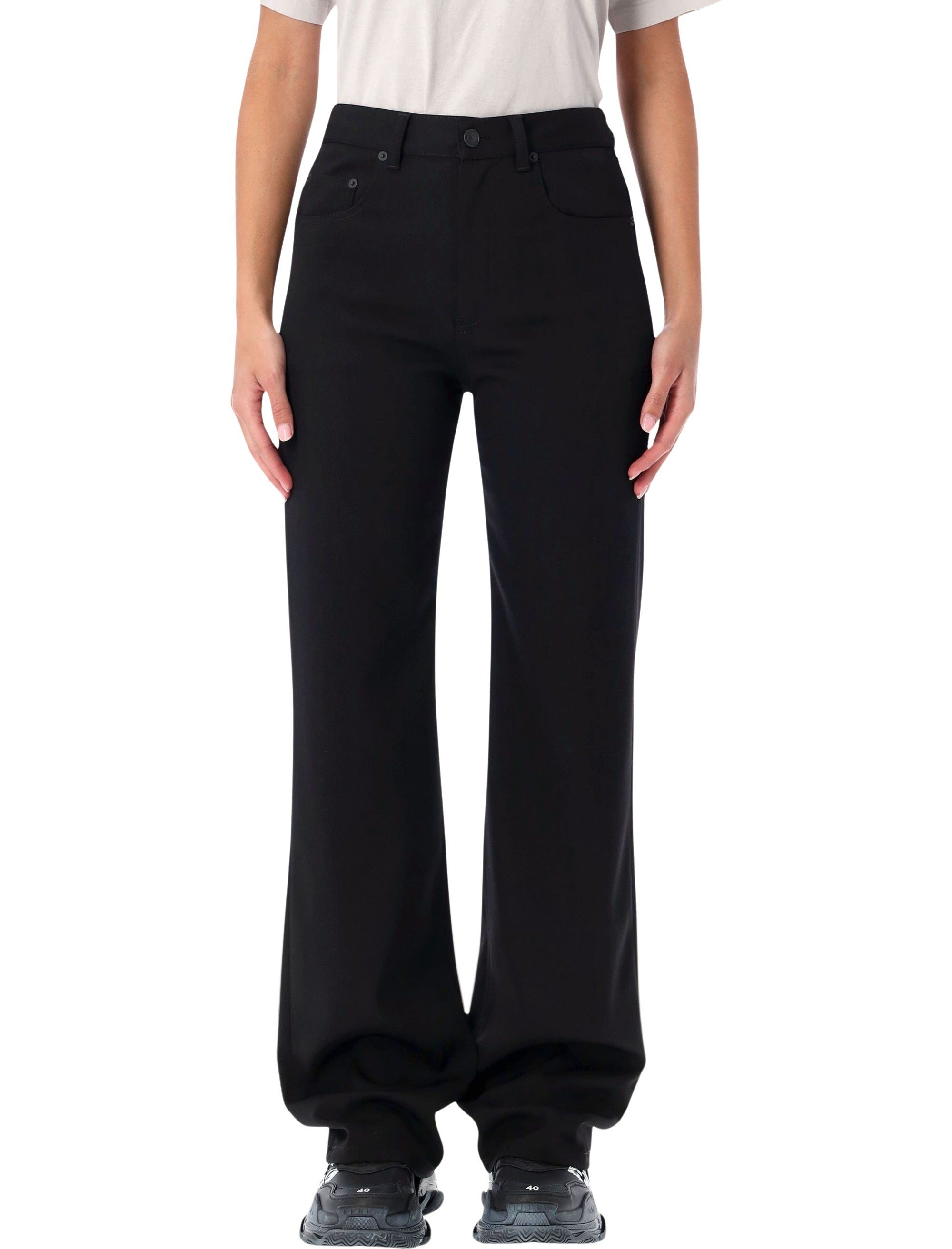 Black Straight Fit Tailored Wool Pants