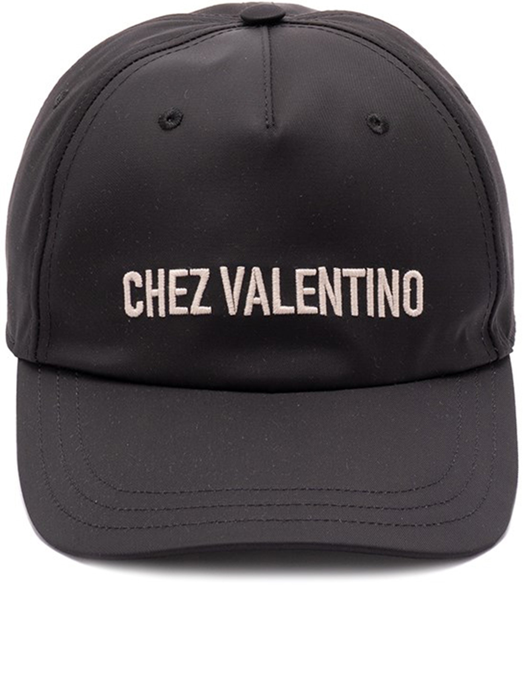 Black Chez Valentino Embroidered Baseball Cap