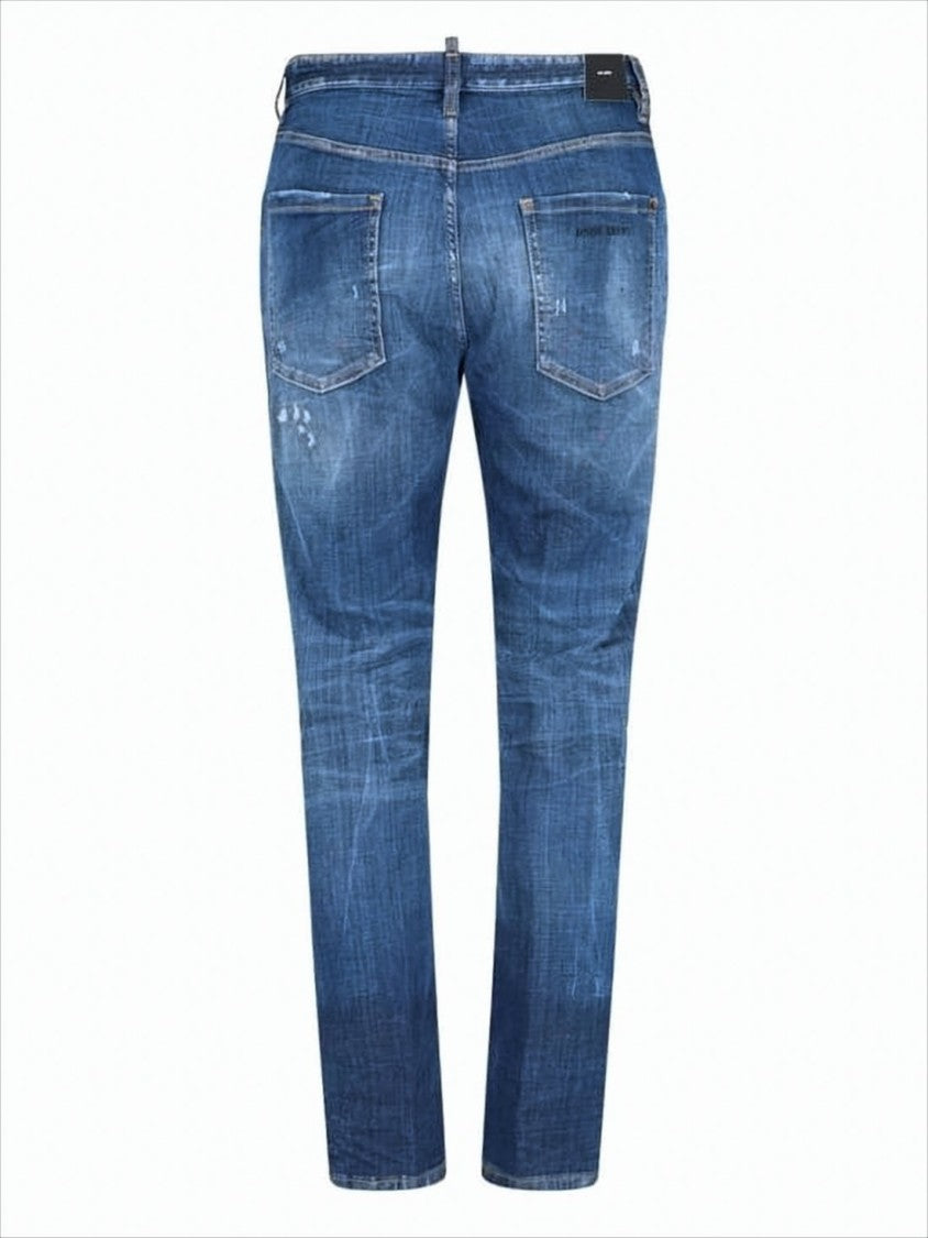 Distressed Blue Slim Fit Denim Pants