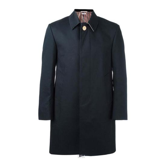 Black Coat with Classic Collar and Unique Button Detail