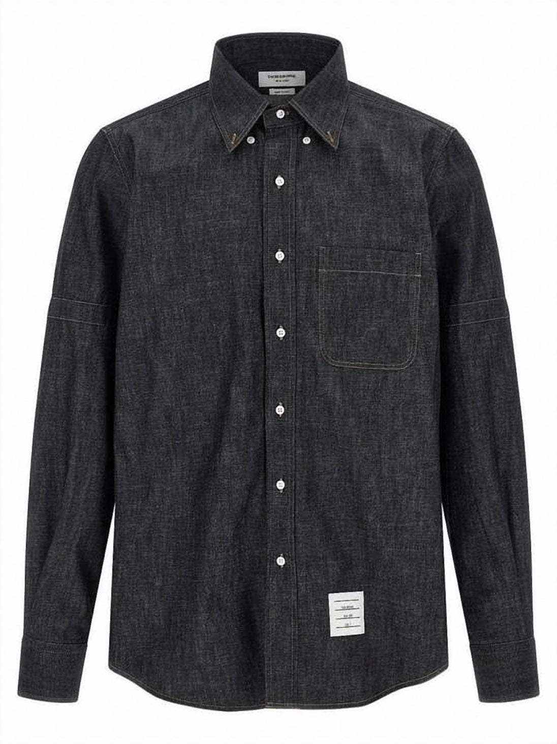 Denim Button-Down Shirt with Contrast Stitching