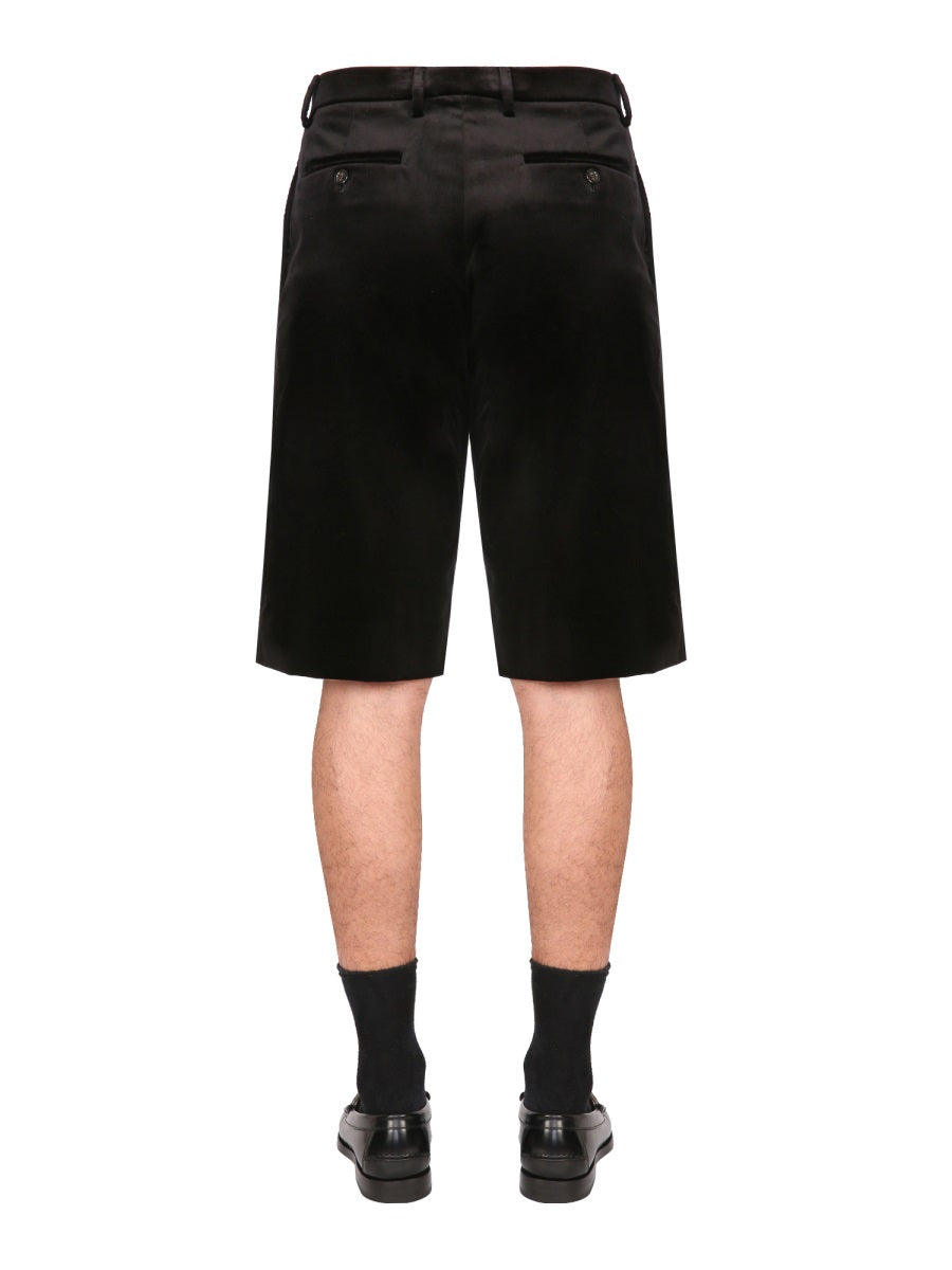 Stretch Velvet Shorts with Zipper Closure