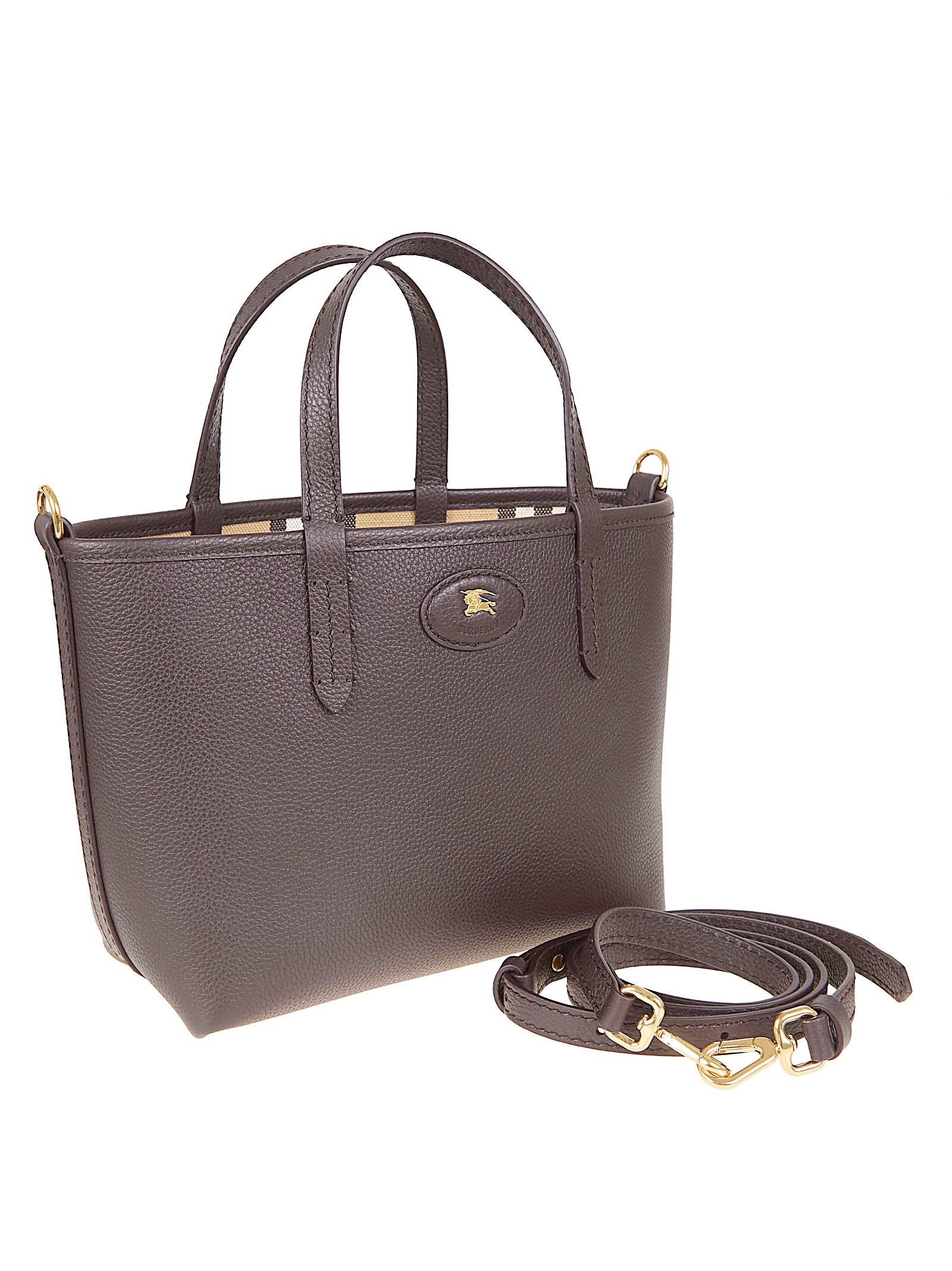 Structured Brown Calf Grain Leather Shopper Bag