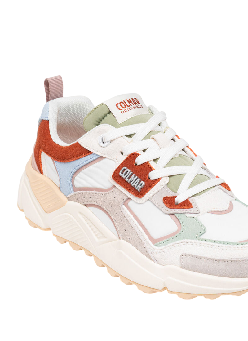 Multicolored Nylon Sneakers with Suede Inserts