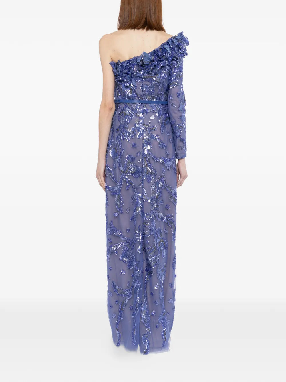 One-Shoulder Embroidered Tulle Dress