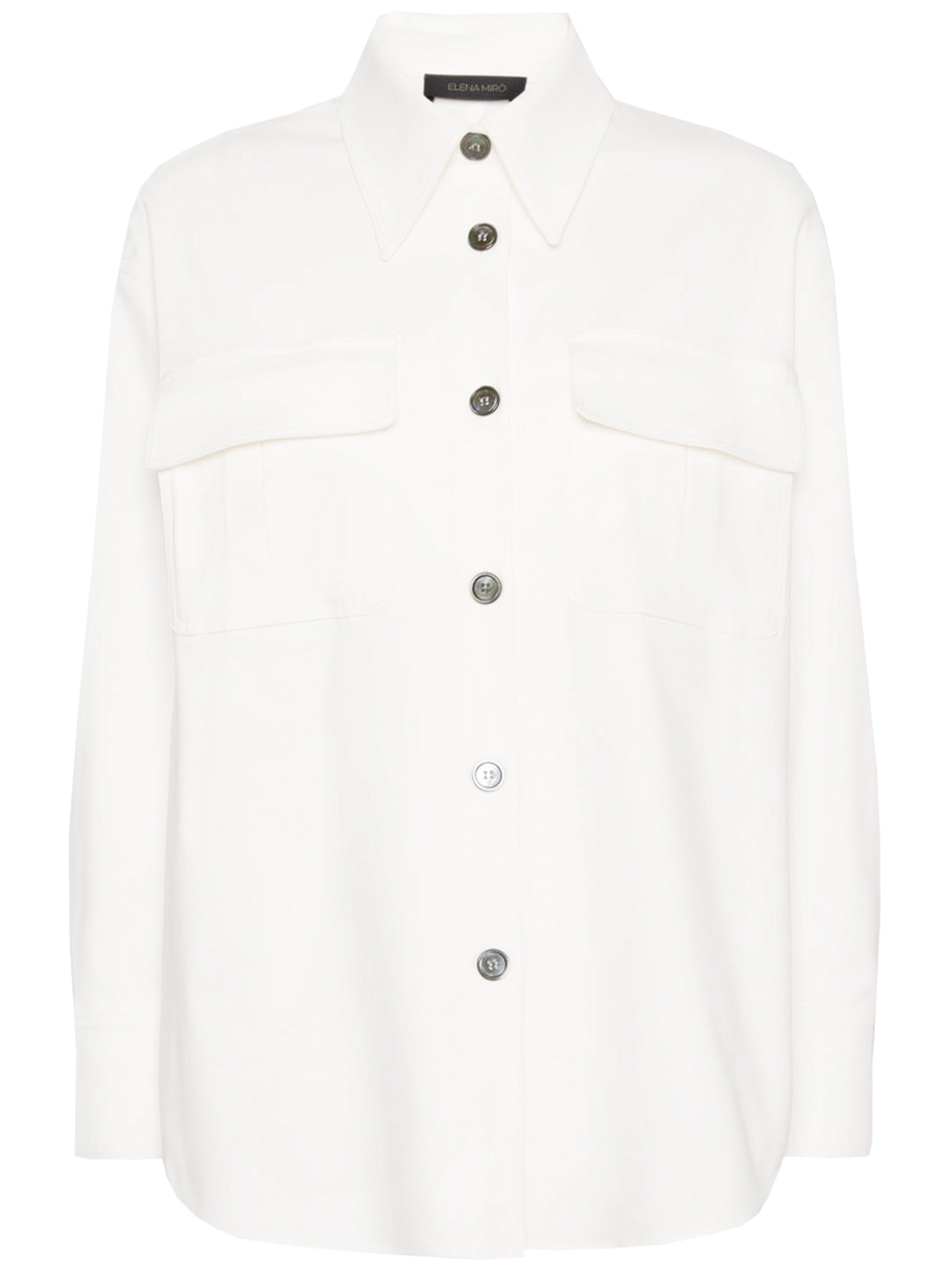 Loose-Fitting Long-Sleeved Flap Pocket Shirt