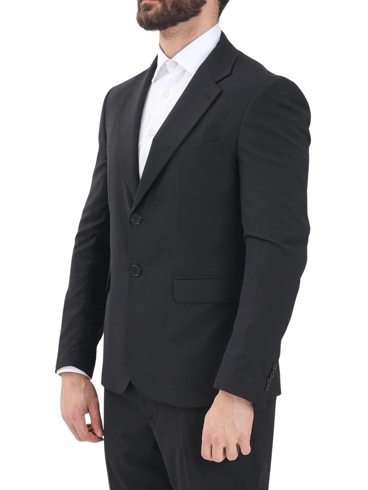 Black Polyester Viscose Elastane Rounded Jacket