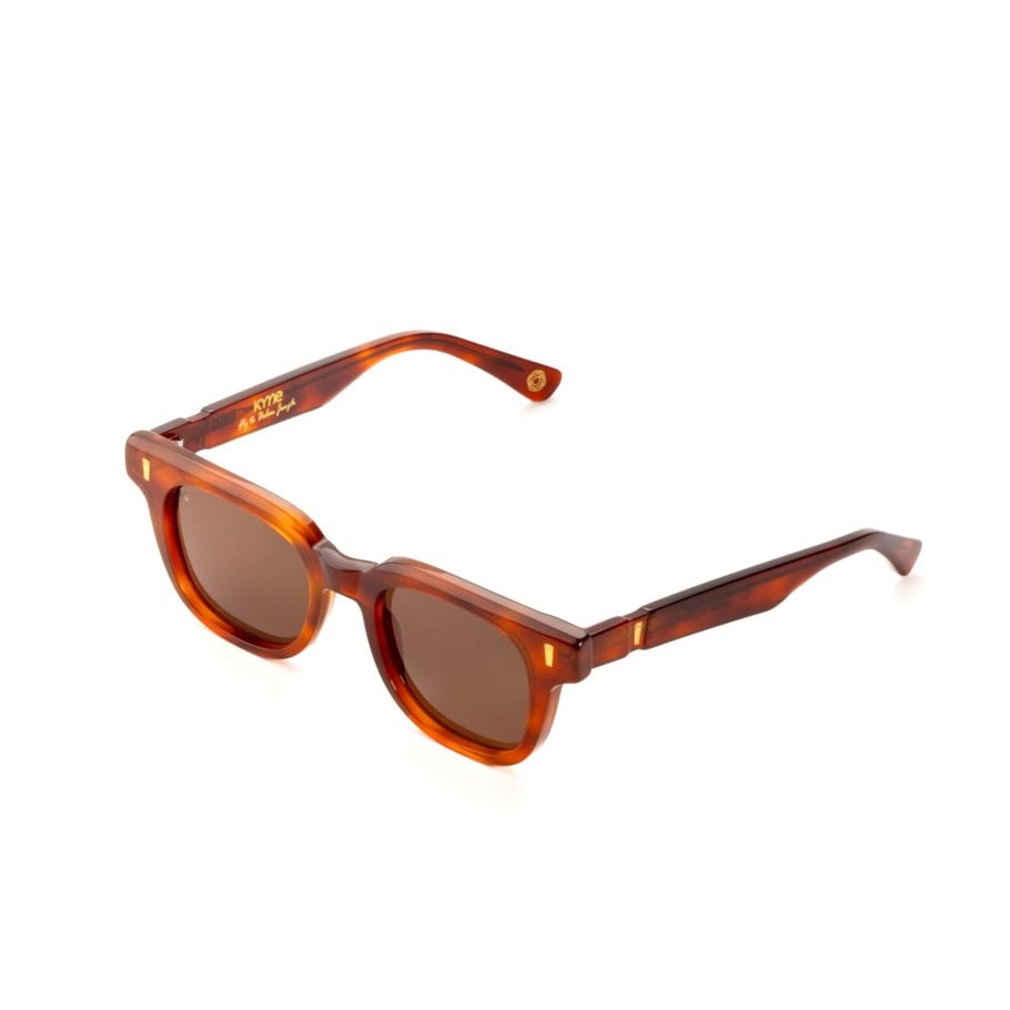 Justin Tortoiseshell Acetate Square Frame Sunglasses with Gold Accents