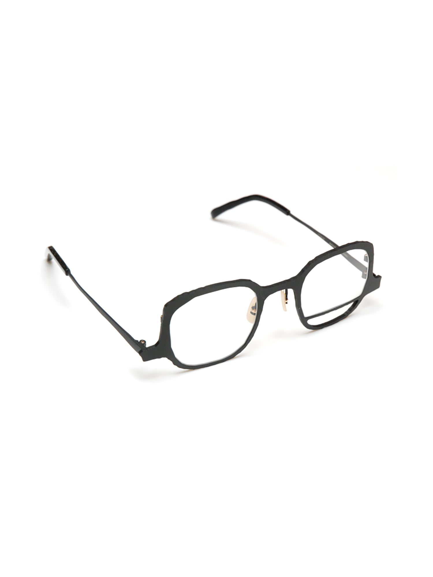 Geometric Black Optical Frames with Gold Accents