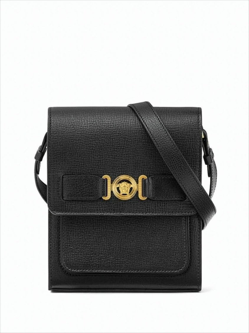 Structured Textured Leather Crossbody Bag