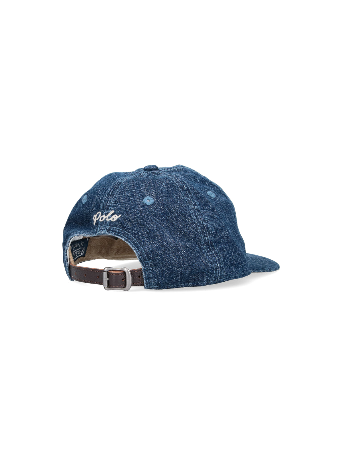 Blue Six-Panel Embroidered Denim Hat