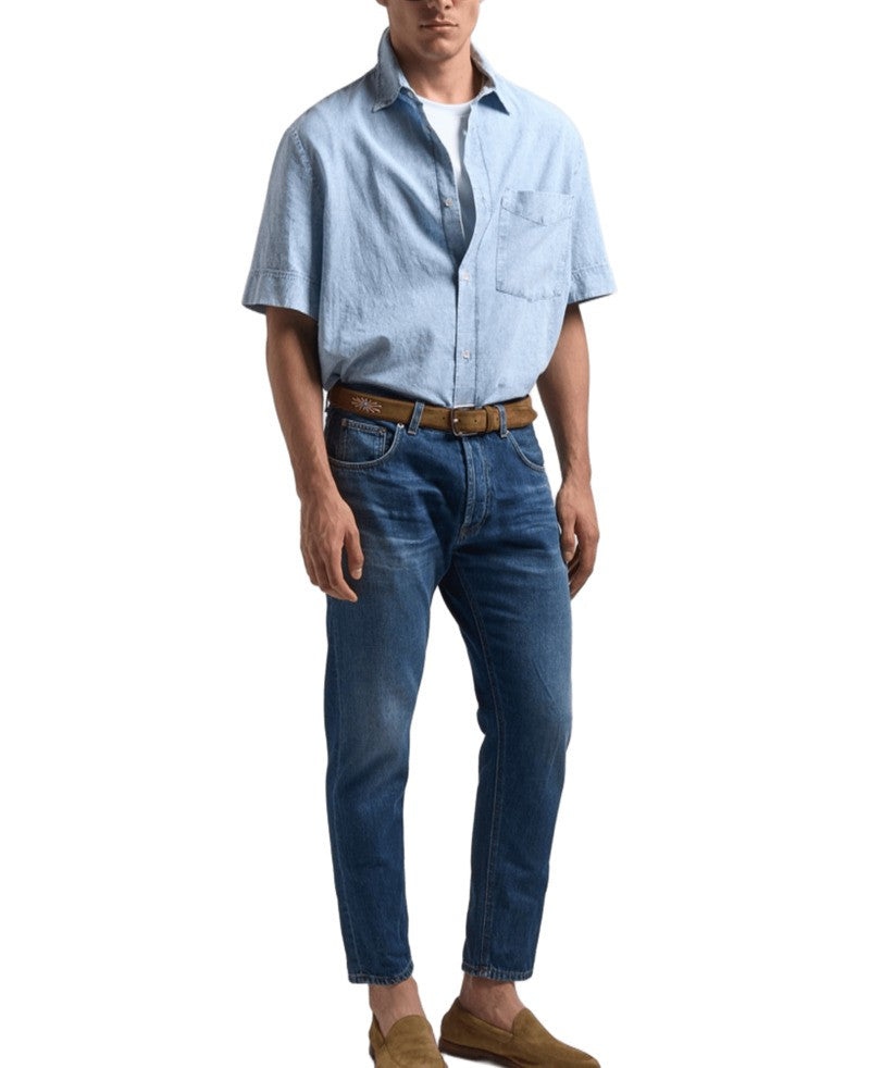 Carrot Slim Fit Blue Jeans With Five Pockets